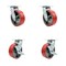 Service Caster Tool Box Caster Wheel Set 6'' Red Poly on Cast Iron Swivel Casters, 4PK TOOL-SCC-30CS620-PUB-RS-2-TLB-2 - alternate 1